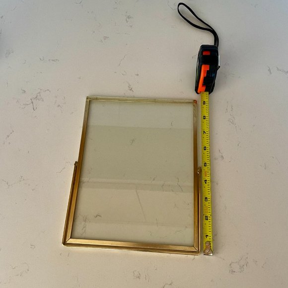 Double-Sided Glass Picture Frame with Gold Brass Edging Border - Picture 3 of 4